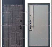 Входная дверь ИНТЕЛ с фрамугой Дуб мадейра горизонт / Светло-серый 110 мм Россия - Двери входные в Краснодаре