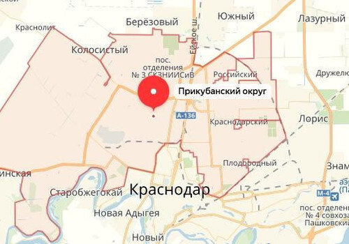 Карта краснодарского края район прикубанский